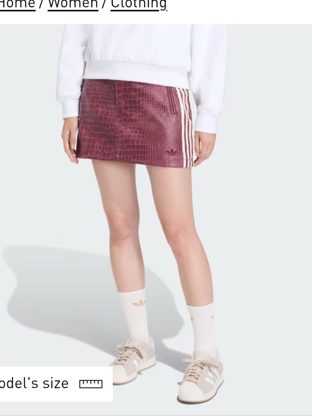 NWT- Adidas Originals Pleather Three Stripe Mini Skirt- Maroon - Picture 10 of 10